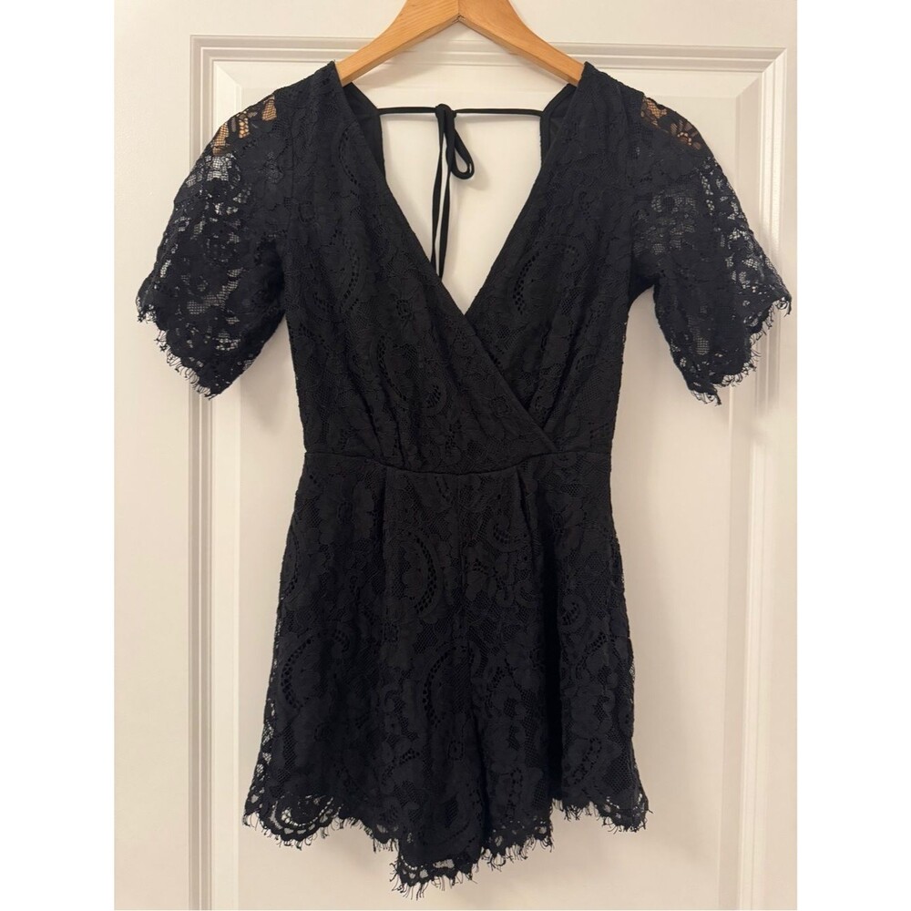 Blue Rain Black Lace Romper